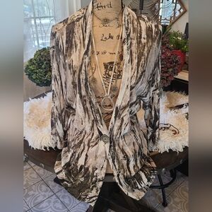 Nic+Zoe - Black and White Button Front Cardigan - PL